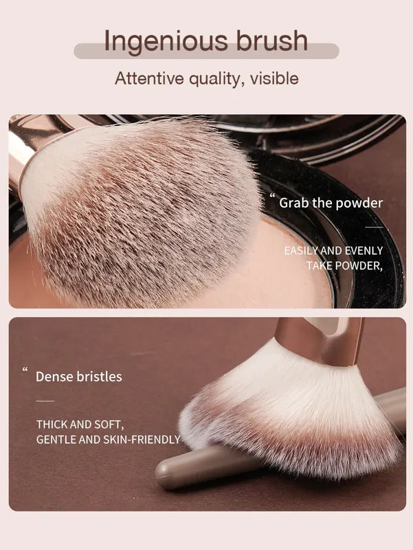 3-Piece Makeup Brush Set for Foundation Concealer & Blush - Professional Dense Soft Bristles