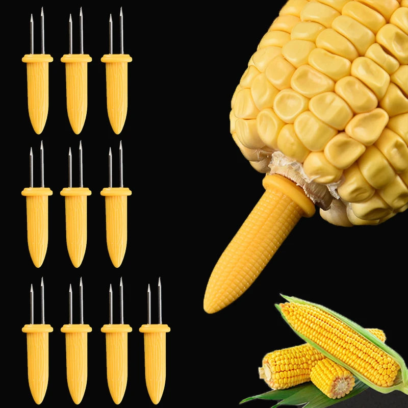 Stainless Steel Corn Holders Set - BBQ Corn On The Cob Double Forks