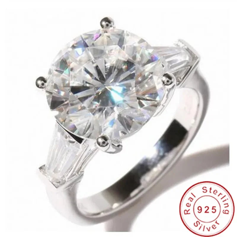 Solitaire 6ct Lab Diamond Ring for Women - Engagement Wedding Band in Sterling Silver