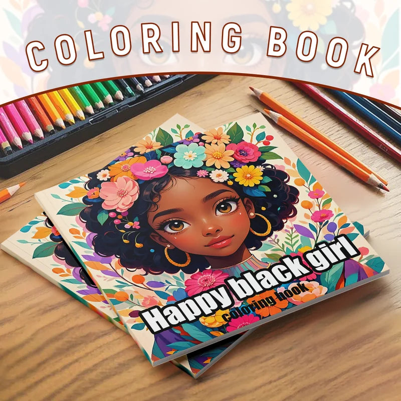 Black Coloring Book for Dark-Skinned Girls - Thick Pages Creative Expression