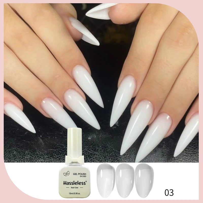 Milky White Gel Nail Polish - Semi-Transparent 15ml UV/LED Removable