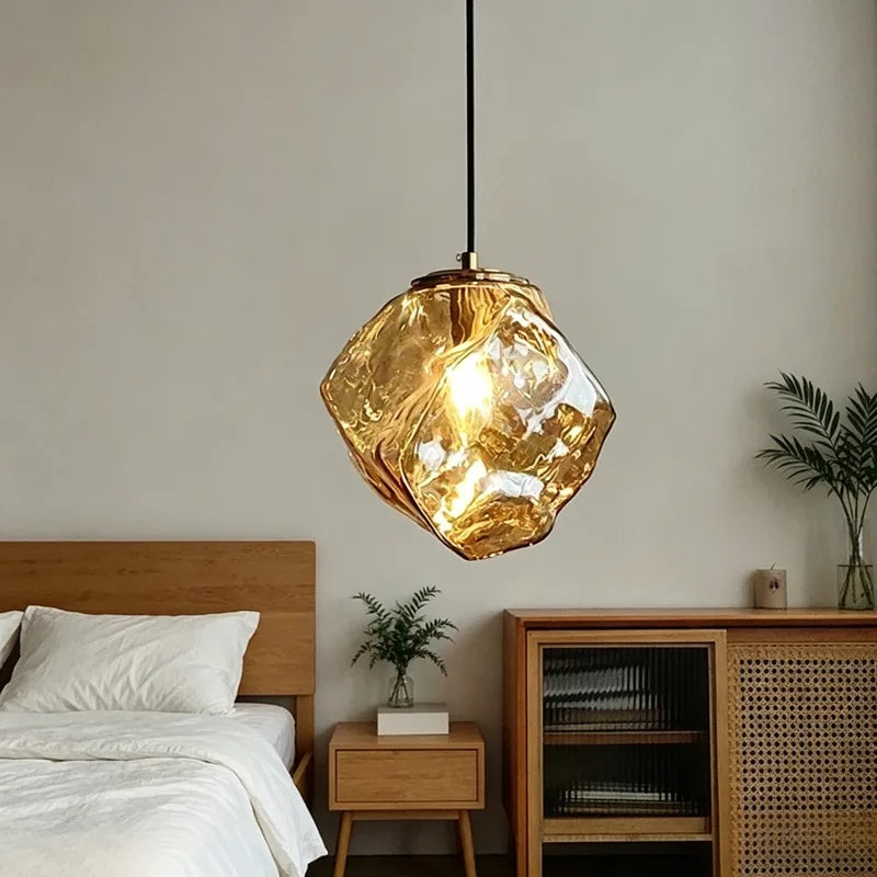 Ice Crystal Pendant Lamp - Nordic Minimalist Chandelier for Bedroom & Dining