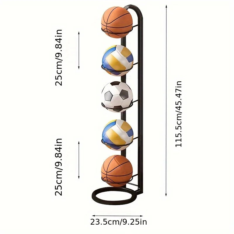 Multi-Functional Ball Organizer Rack for Sports Balls - Black, Red, Green