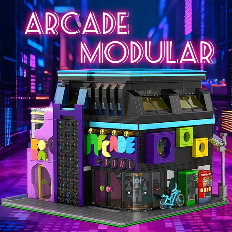 Cyberpunk Building Block Model Kit with Lighting - Modular City Architecture, 2600+ PCS, Adults Gift