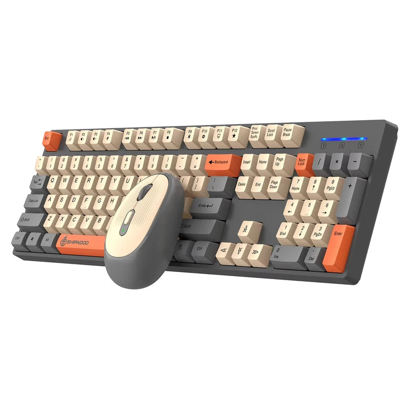 Wireless & Wired Gaming Keyboard and Mouse Combo - Full-Size, Silent, Ergonomic