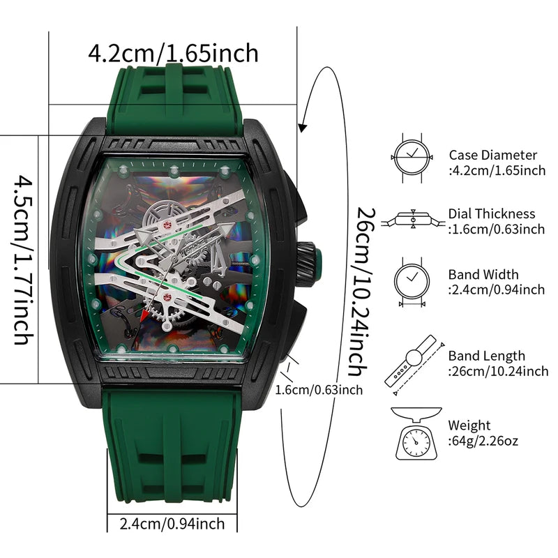Men's Quartz Sports Watch with Silicone Strap - Large Dial, Casual & Waterproof