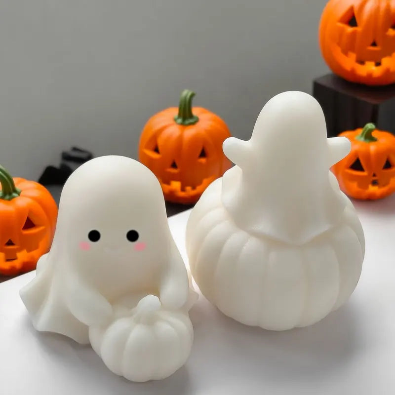 Silicone Candle Making Mold for Halloween Pumpkin & Ghost Designs - DIY Craft Supplies