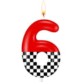 Race Car Number Candle Set - Checkered Flag Design for Birthday & Racing Events