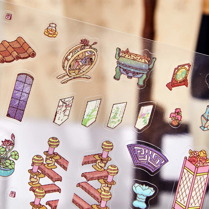 Kawaii Milky Way Forest Landscape Sticker Set - DIY Cabin Scene, Multiple Colors