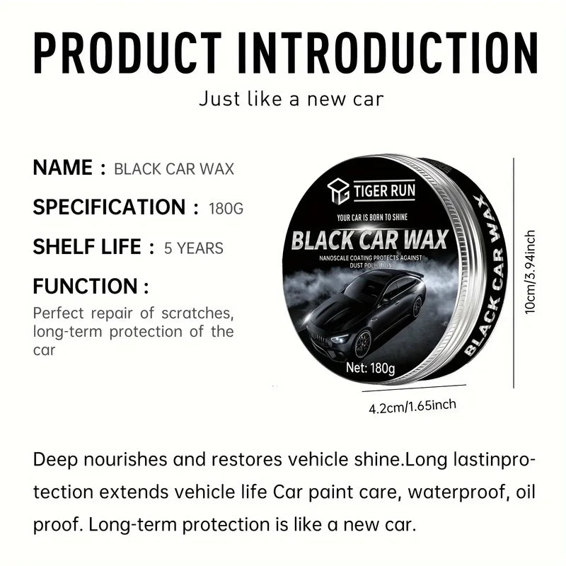 Black Car Wax 100g - High Gloss, UV Resistant, Waterproofing & Decontamination
