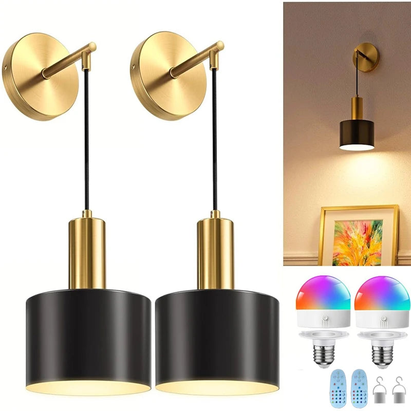 Rechargeable RGB Wall Lamps with Remote Dimmable Living Room Bedroom Sconce