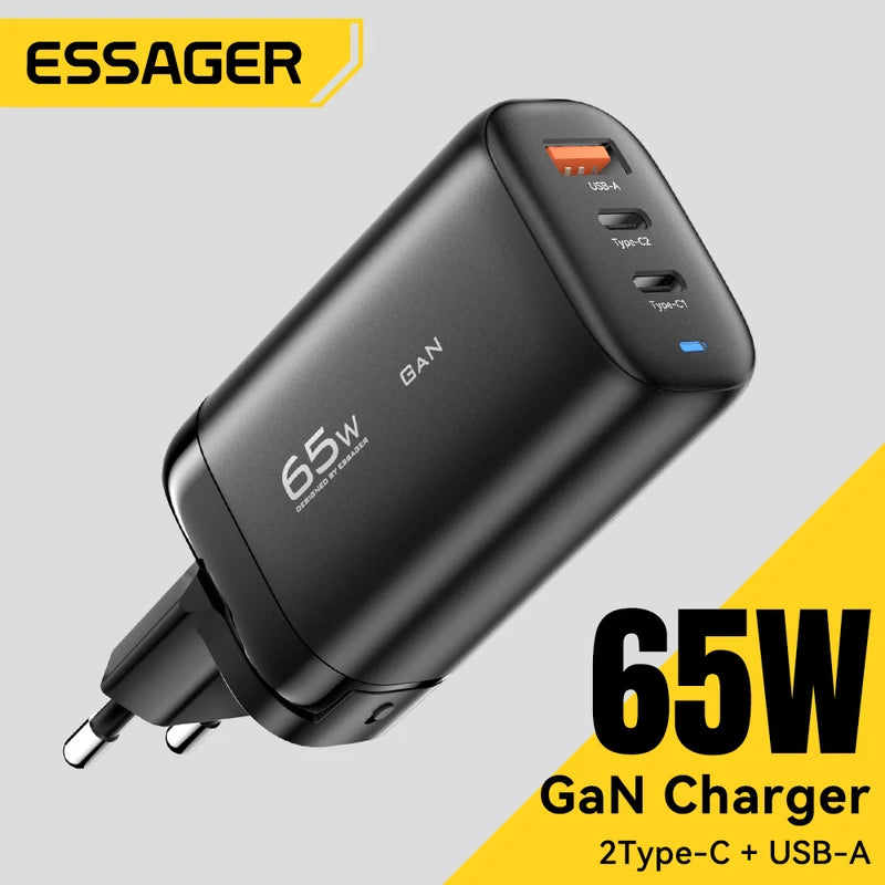 65W GaN USB-C Charger Fast Power Adapter for Laptop & Phone