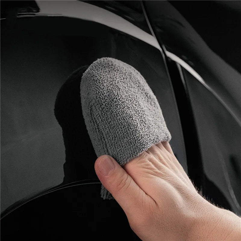 Microfiber Car Waxing Sponge Set - Non-Scratch Polishing Foam with Finger Pocket Applicator