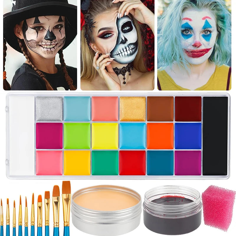 Professional Face & Body Effects Makeup Kit with Wound Scar Wax - 12/20 Colors, Halloween Special FX