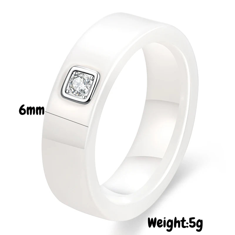 Elegant Black and White Ceramic Rings for Women - Engagement Wedding Jewelry