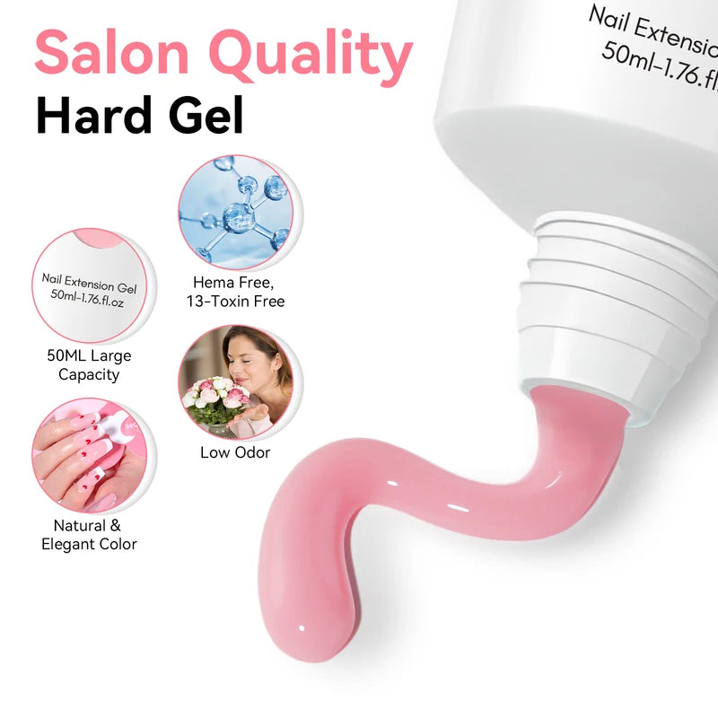 Poly Nail Extension Gel - Strong Builder Gel for Sculpting & Extensions 50ML - Long-Lasting, Natural-Looking Nails, UV LED Curable