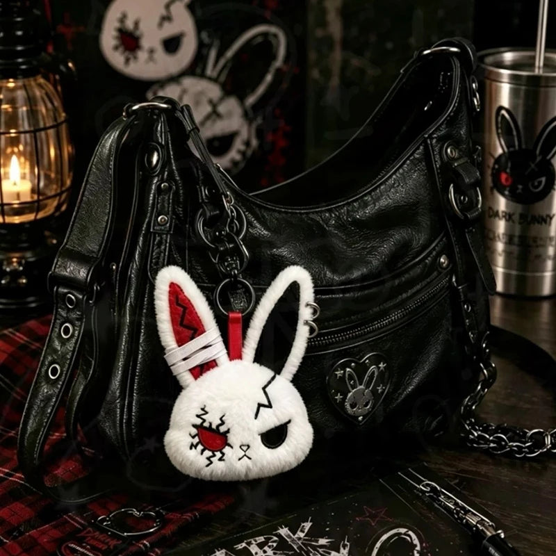 Halloween Cat Keychain Pendant Gothic Plush Bag Charm Kids' Toy Accessory