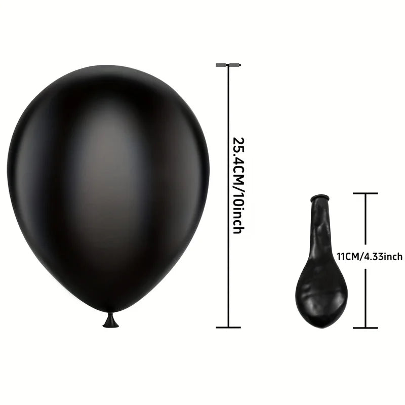 Matte Black Latex Balloons - Helium-Inflatable Party Decor for Celebrations
