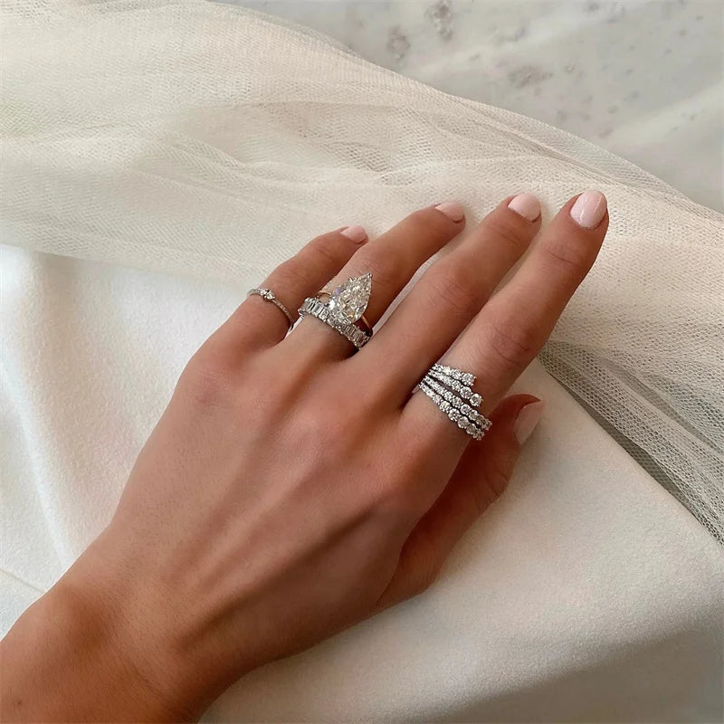 Women’s Silver Cubic Zirconia Wedding & Bridal Ring - Stylish Modern Jewelry
