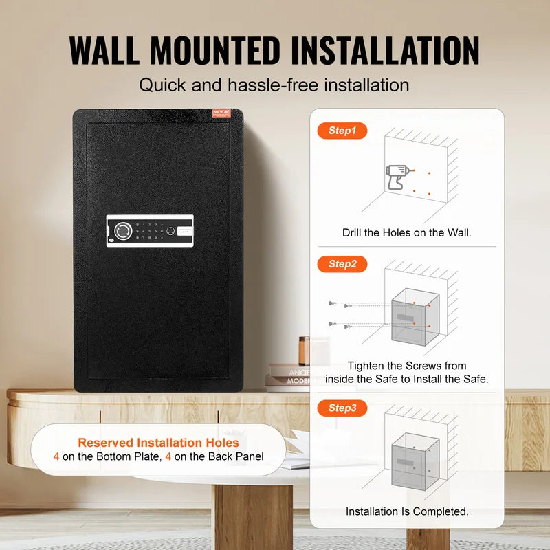 Secure Digital Safe Box with Key, Password & Fingerprint Lock - 4.0 Cu.Ft