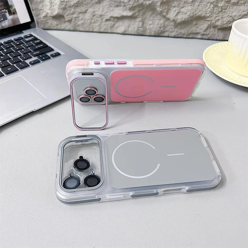 Magnetic Shockproof Phone Case for iPhone 17 Pro Max & Air Series - Bumper Cover with Lens Protect & Stand