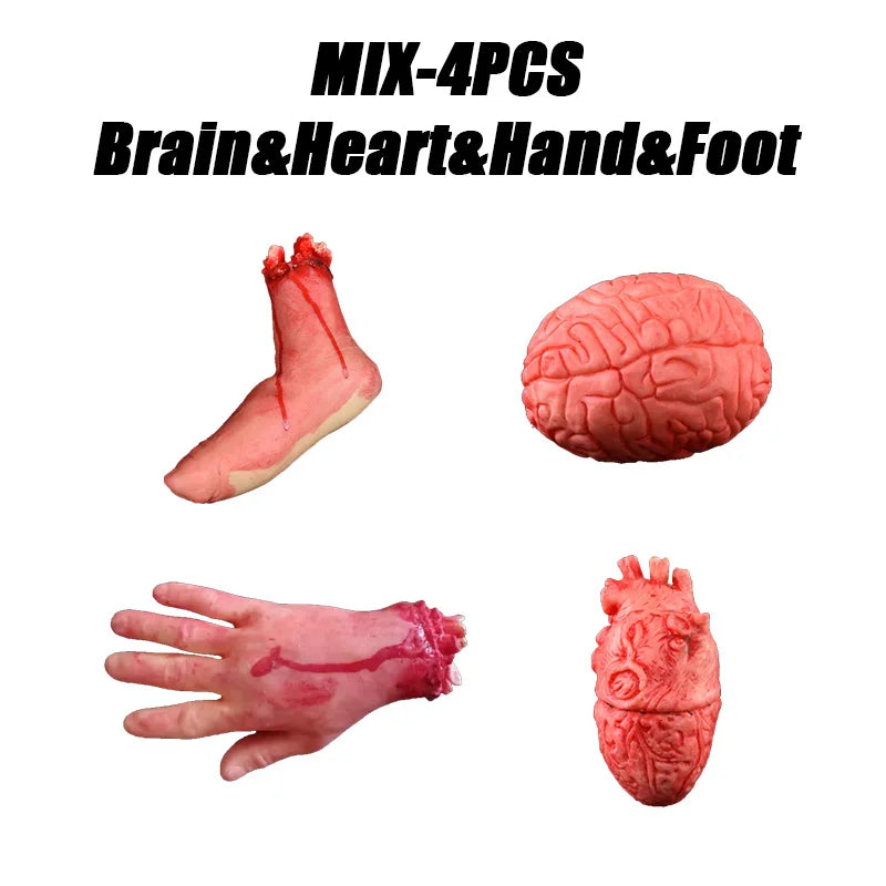 Halloween Body Parts Prop Set Scary Fake Organ Hands Feet Severed Decorations