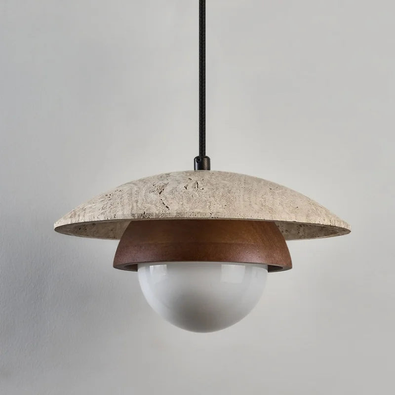 Nordic Modern LED Pendant Light for Indoor Living Dining Rooms Yellow Travertine Hanging Lamp