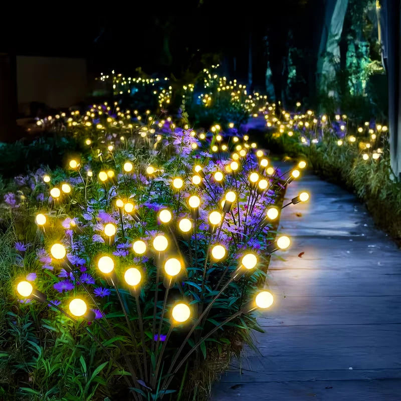 Outdoor Solar Firefly Sway Lights Garden Pathway Decor Stake Lawn Lamp