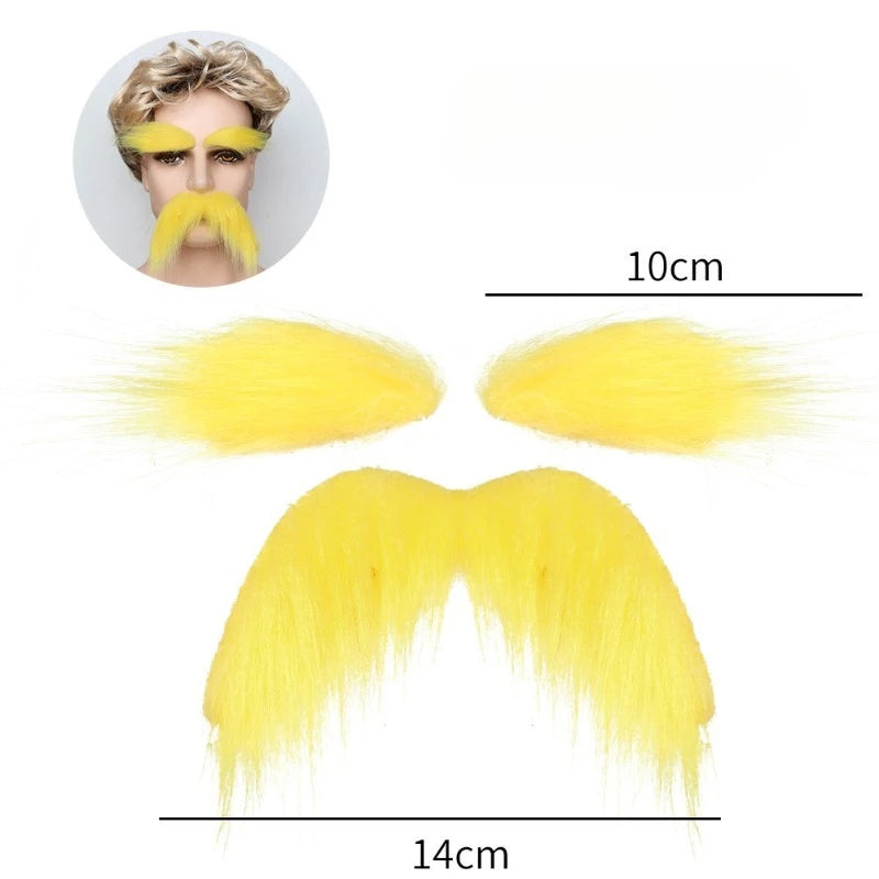 Self-Adhesive Fake Mustache Eyebrow Beard Set for Halloween Cosplay and Parties