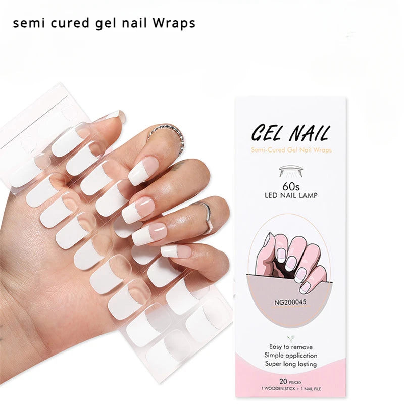 Semi Cured Gel Nail Stickers - Long-Lasting Nail Wraps for UV & LED Light