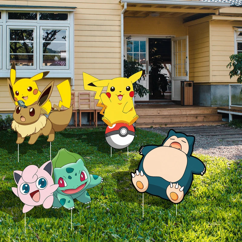 Pokemon Yard Signs Set - 8pcs Lawn Decorations for Pokemon Party