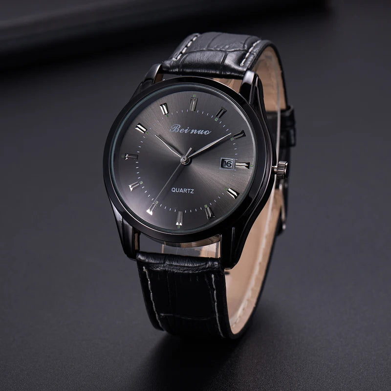 Men's Luxury Quartz Watch with Leather Band - Business & Fashion Accessory