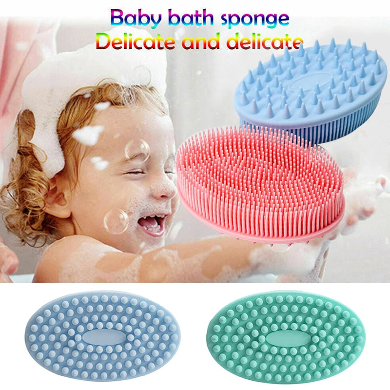 Silicone Body Scrubber Bath Brush Exfoliating Skin Head Cleaner with Loop Handle