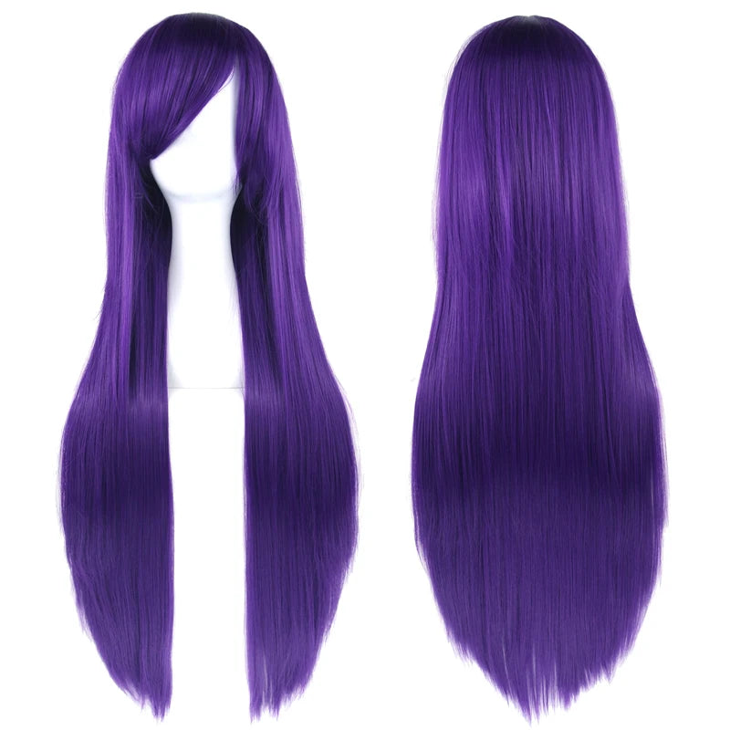 Synthetic Colorful Cosplay Wig 80cm Straight Violet & Purple Hair