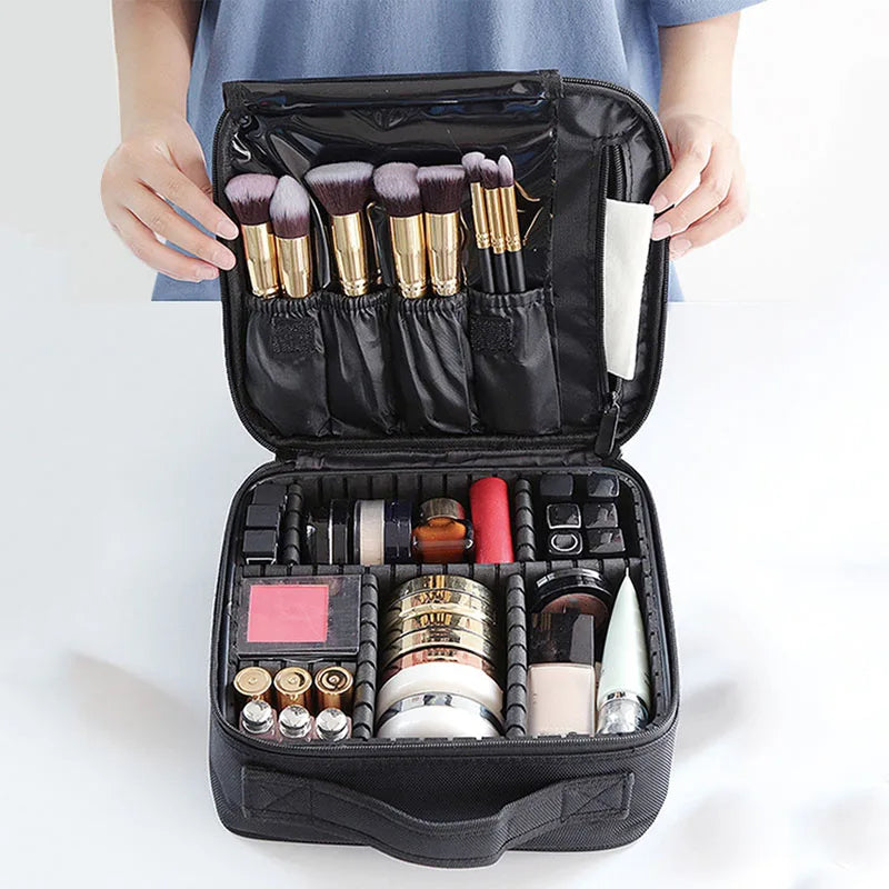Travel Waterproof Makeup Bag for Women - Cosmetic Organizer with Brush Storage
