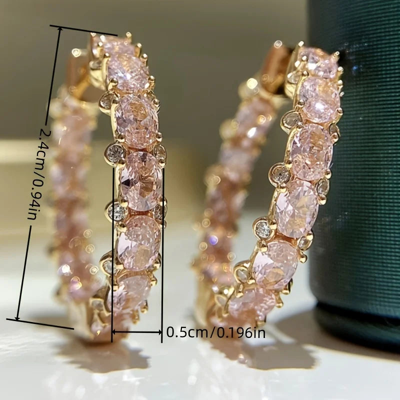 Princess Cubic Zirconia Hoop Earrings for Women Jewelry Gift