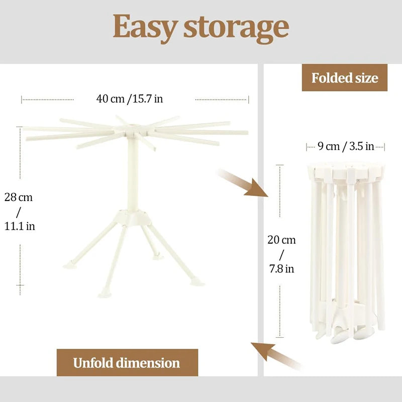 Collapsible Pasta Drying Rack Kitchen Folding Noodle Stand with 10 Handles