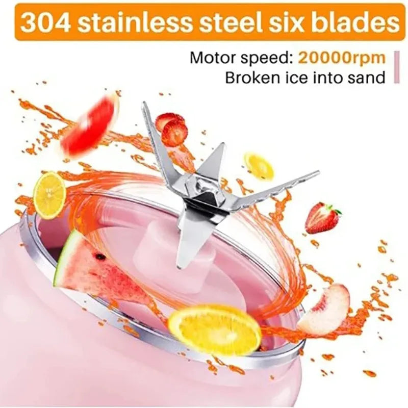 Portable Juicer Blender with Stainless Steel Cutter - Rechargeable Mini Fruit & Milkshake Mixer