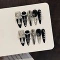 10PCS Handmade Stiletto False Nails Set Cross Y2K Dark Wind Party & Daily Wear