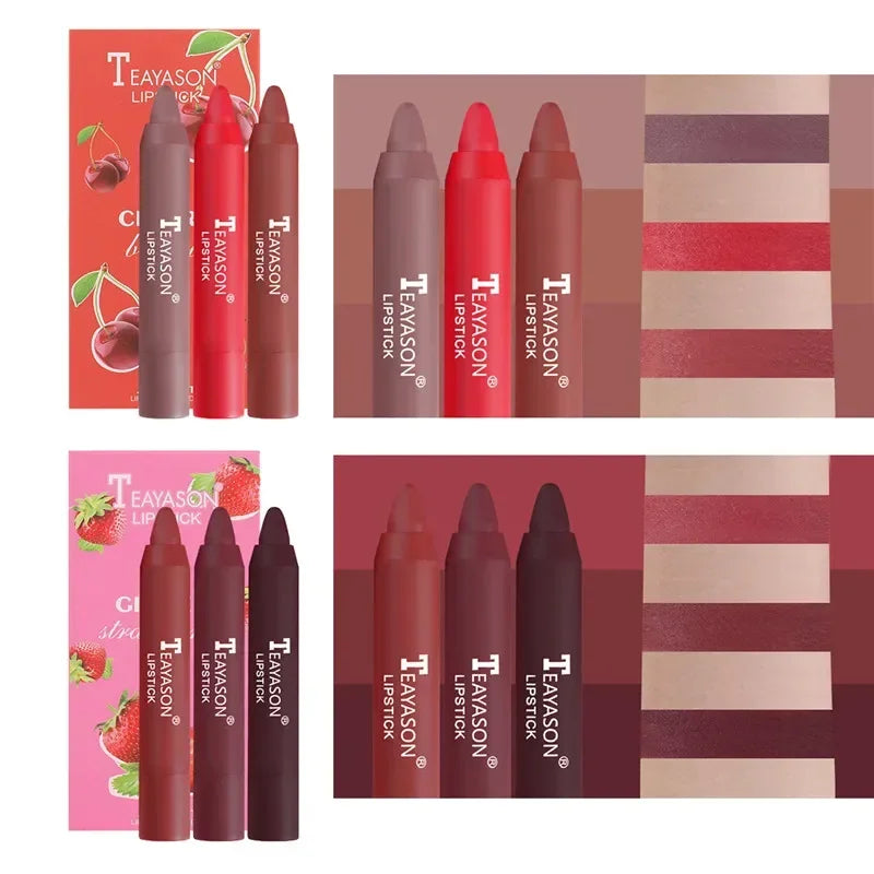 Velvet Matte Lipstick Set - Long Lasting Waterproof Lip Tint Pen, 3-Piece Collection