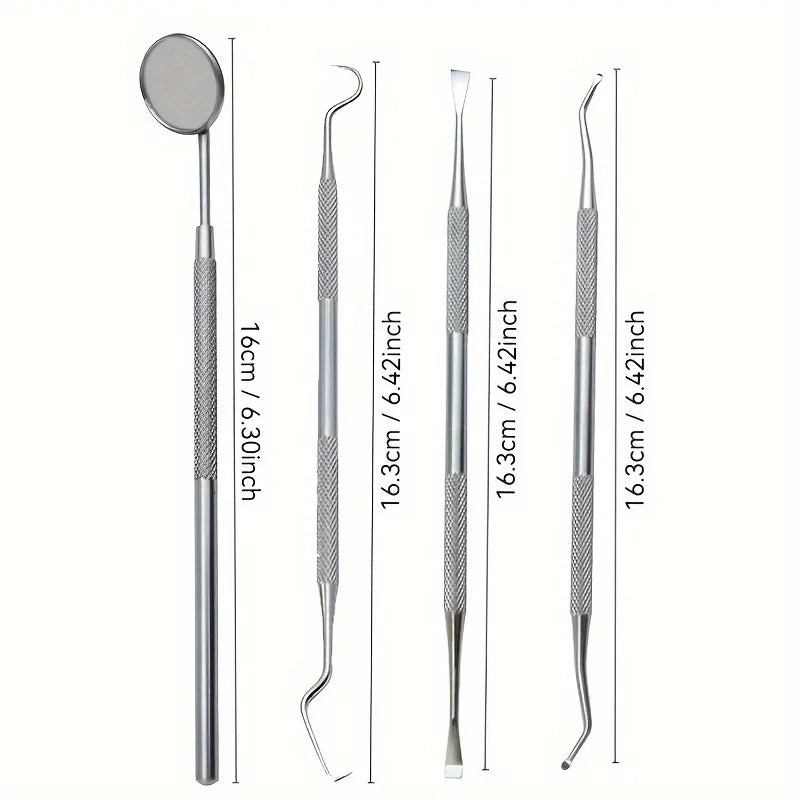 Stainless Steel Oral Cleaning Tool Set with Storage Box - No Odor