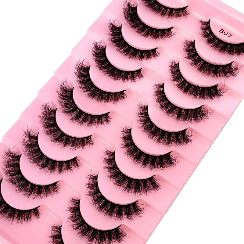 False Eyelash 10 Pairs Faux Mink Fluffy Dramatic Wispy Makeup Tools