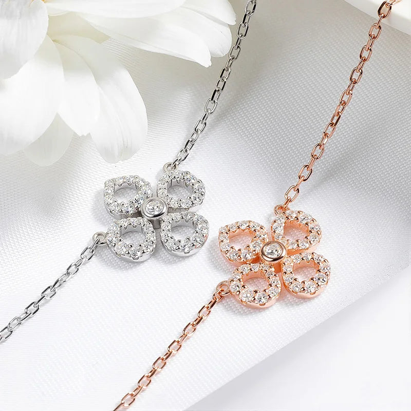 Moissanite Pendant Necklace for Women, Sterling Silver & 18k Gold Plated, Sparkling Gift