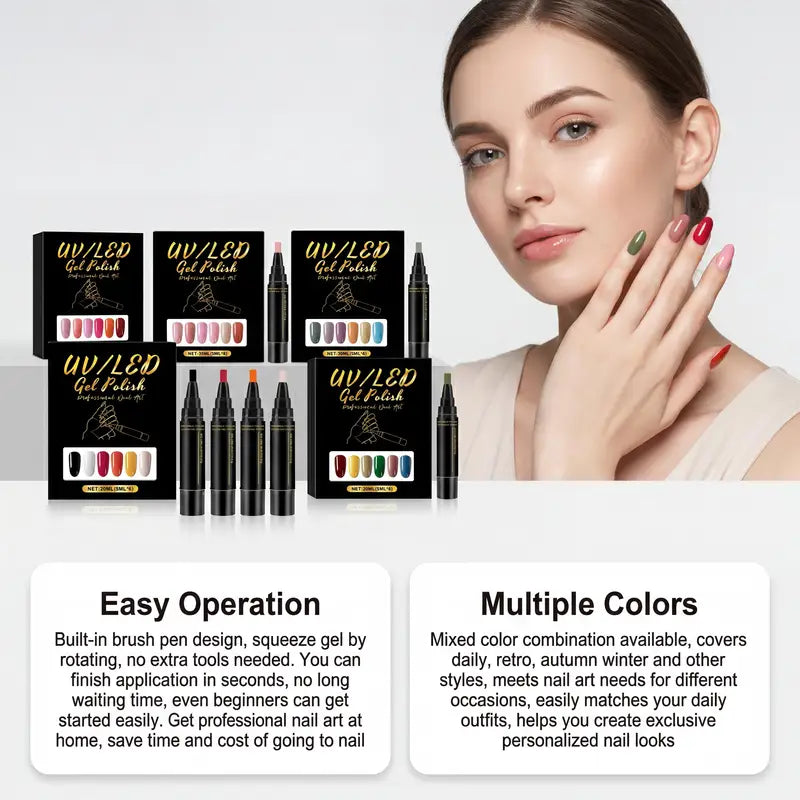 6-Color DIY Nail Art Pen Set - Vibrant, High Pigment, Waterproof, Easy To Use