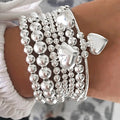 7-Piece Heart Charm Beaded Bracelet Set for Women Vintage Multi-Layer Jewelry Gift