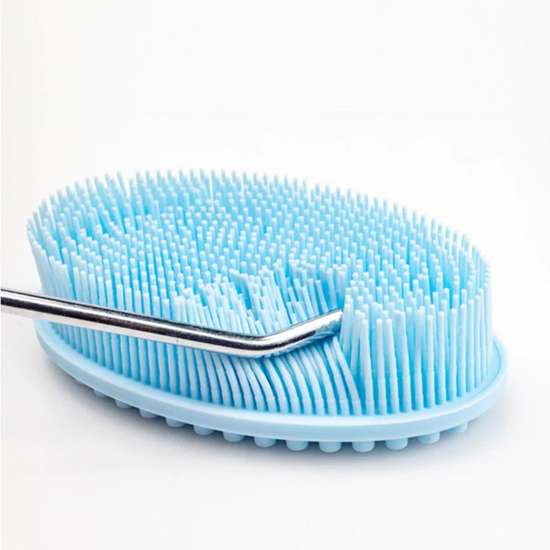 Silicone Body Scrubber Bath Brush Exfoliating Skin Head Cleaner with Loop Handle