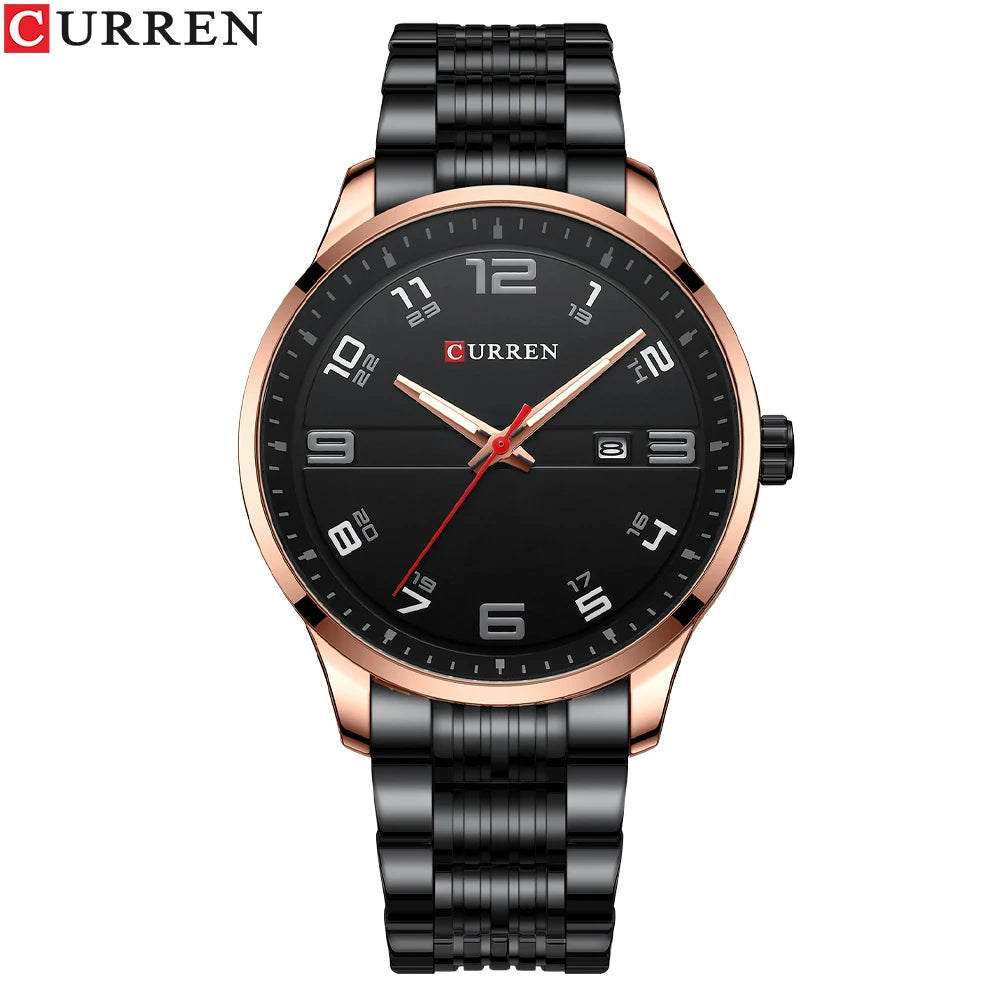 Men's Casual Business Quartz Wrist Watch with Stainless Steel Strap