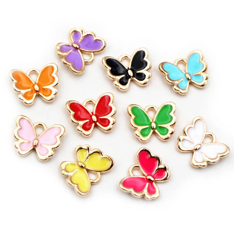 20pcs Butterfly Charms Pendant Enamel Alloy Jewelry Making Accessories
