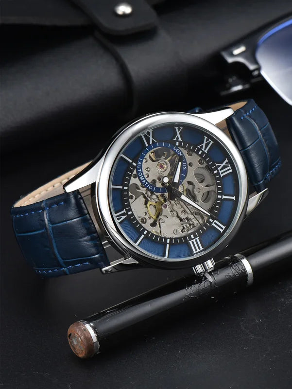 Automatic Mechanical Wristwatch Waterproof Leather Men’s Watch Gift