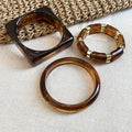 Vintage Resin Wide Bangles Set for Women Men Boho Chunky Wrist Jewelry